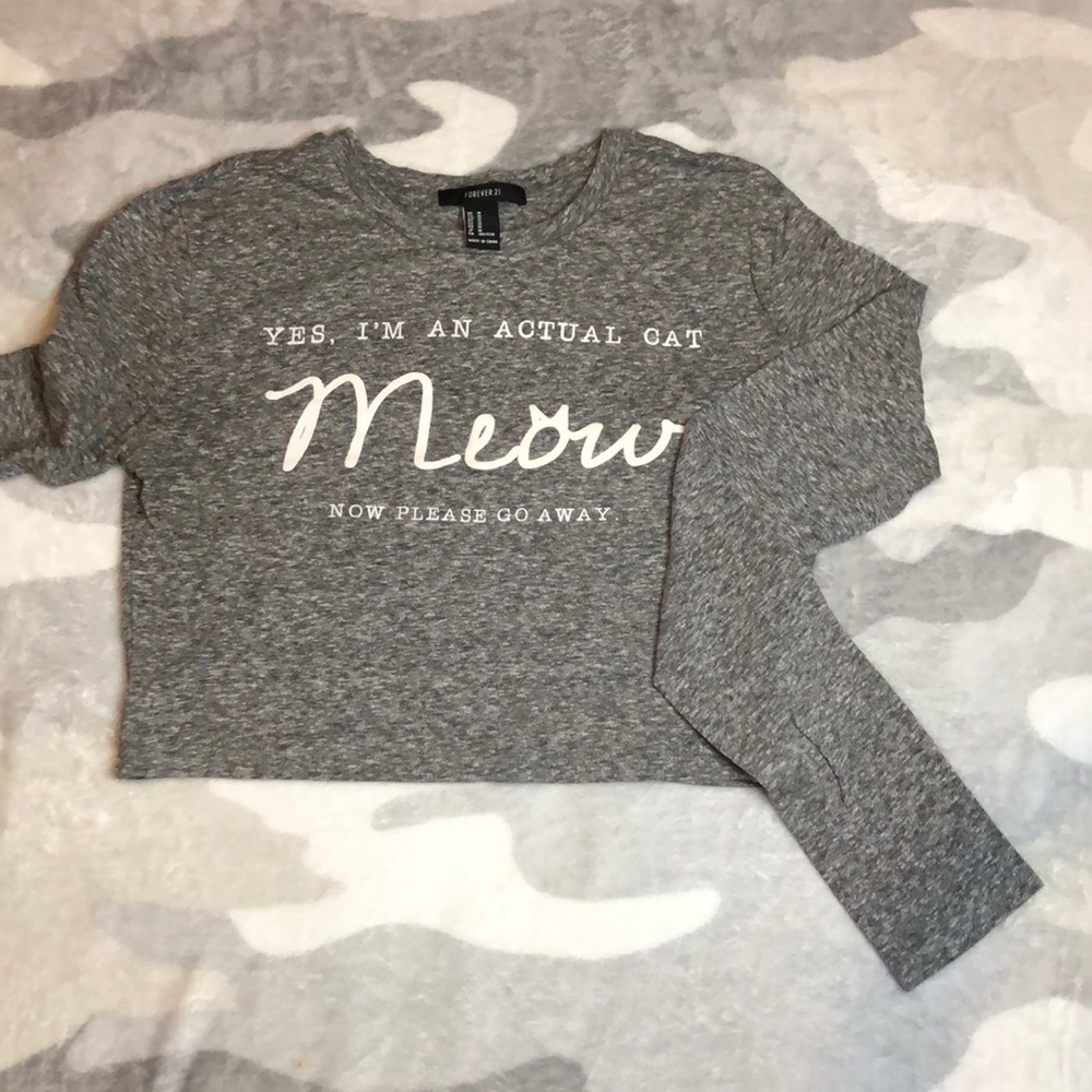 Gray Long sleeve Crop Top